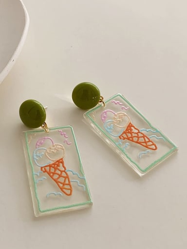 Alloy Acrylic Cute colorful transparent ice cream Heart Trend Drop Earring