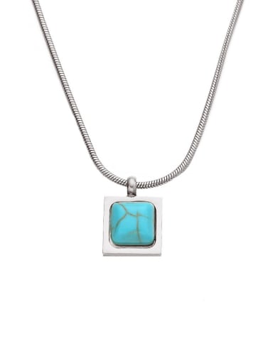 Titanium Steel Turquoise Geometric Vintage Necklace