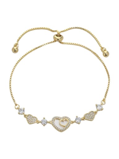 Brass Shell Heart Dainty Adjustable Bracelet