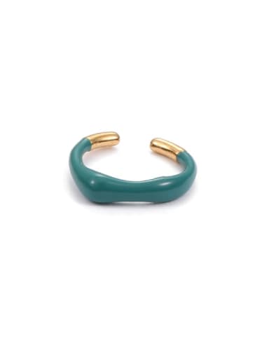 Green (non adjustable) Zinc Alloy Enamel Geometric Minimalist Band Ring