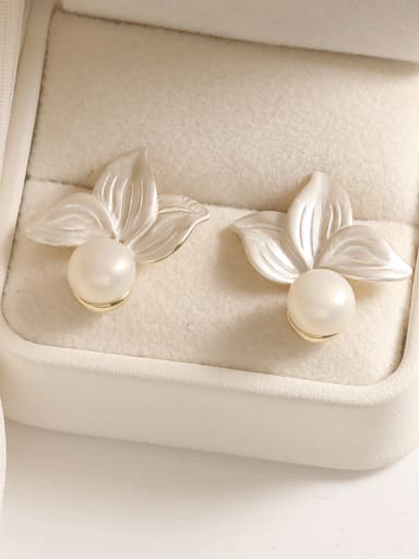 14kk white Brass Enamel Flower Minimalist Stud Earring