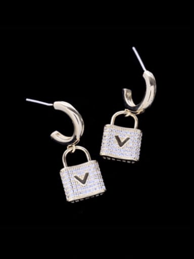 Brass Cubic Zirconia Locket Luxury Huggie Earring