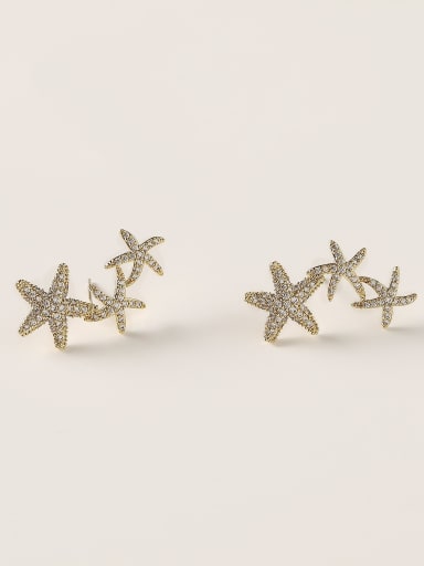Brass Cubic Zirconia Star Dainty Stud Trend Korean Fashion Earring