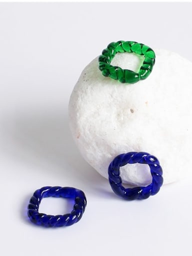 Hand  Glass Multi Color Twist Square Minimalist Band Ring