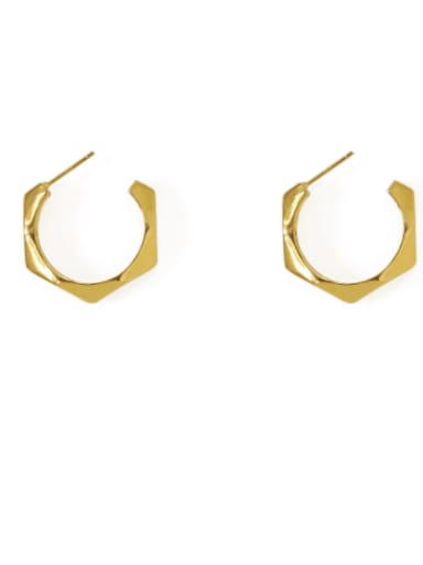 Brass Smooth Geometric Minimalist Hoop Earring
