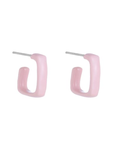Pink Brass Enamel Geometric Cute Stud Earring
