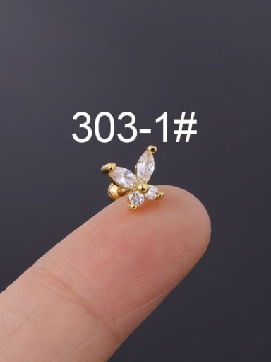 1(Single) Brass Cubic Zirconia Butterfly Cute Stud Earring