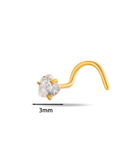 3 Golden Hearts Stainless steel Cubic Zirconia Heart Minimalist Nose Studs