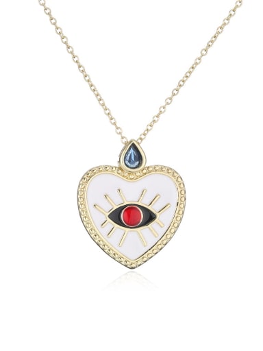 21294 Brass Rhinestone Enamel  Minimalist Heart Pendant Necklace