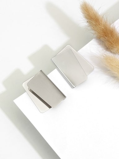 white K Copper Smooth Geometric Minimalist Stud Trend Korean Fashion Earring