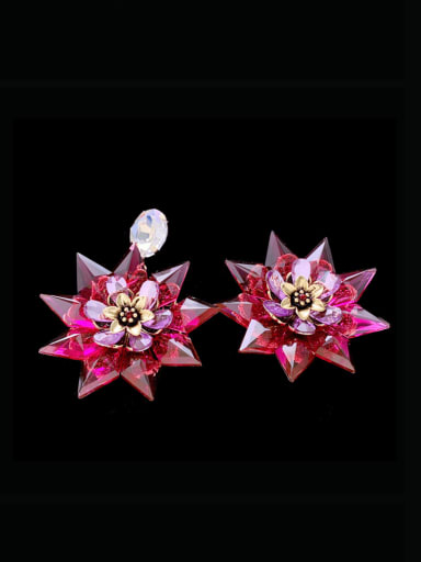 Zinc Alloy Glass Stone Flower Luxury Cluster Earring