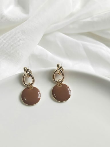 Copper Enamel Round Minimalist Drop Trend Korean Fashion Earring