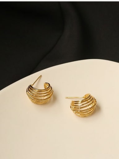 Brass  Hollow Geometric Vintage Stud Earring
