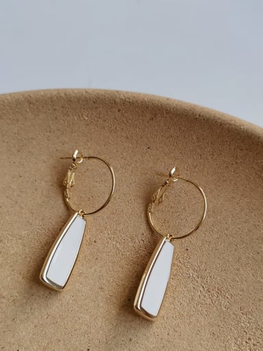 14K Gold  [white] Copper Enamel Geometric Minimalist Stud Trend Korean Fashion Earring