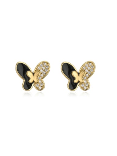 42090 Brass Shell Butterfly Vintage Stud Earring