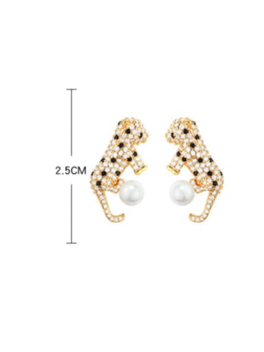 Brass Cubic Zirconia Leopard Hip Hop Stud Earring