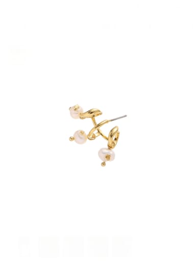Brass Imitation Pearl Tassel Minimalist Single Earring