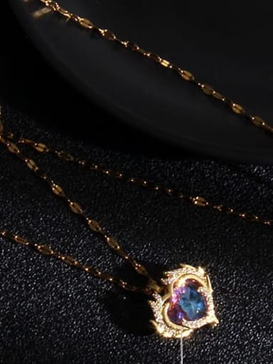 Copper Cubic Zirconia  Trend  Heart Pendant Necklace
