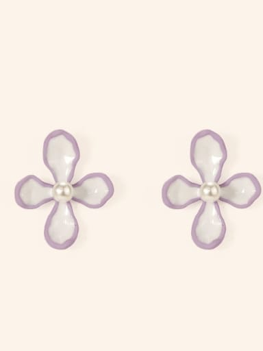 Alloy Enamel Flower Cute Stud Earring