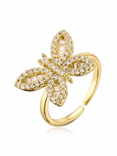 12668 Brass Cubic Zirconia Butterfly Vintage Band Ring