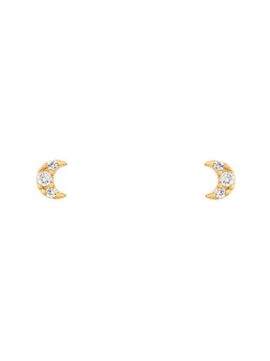 moon Brass Cubic Zirconia Star Minimalist Stud Earring
