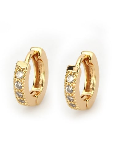 Gold plated white zircon Brass Cubic Zirconia Round Minimalist Hoop Earring