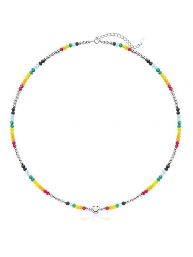 Brass Rainbow Minimalist Beaded Necklace