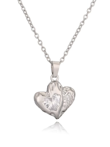 24504 Brass Cubic Zirconia Heart Minimalist Necklace