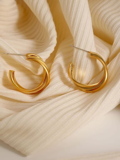 Matte gold Brass Geometric Minimalist Stud Earring