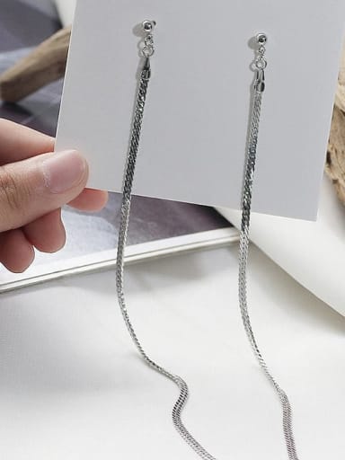 White K Copper Tassel Minimalist Threader Trend Korean Fashion Earring