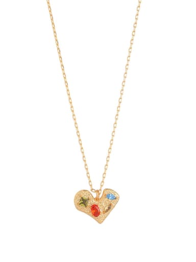 Love pendant necklace Brass Cubic Zirconia Heart Dainty Necklace