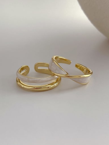 Brass Enamel Geometric Minimalist Stackable Ring