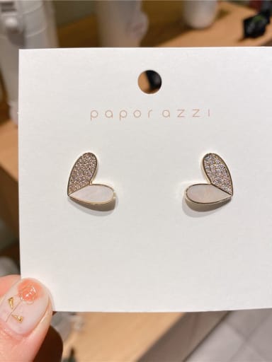 Copper Alloy Shell Heart Dainty Stud Earring