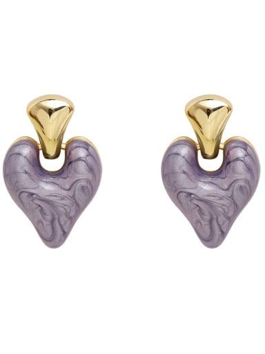 Brass Enamel Heart Minimalist Drop Earring