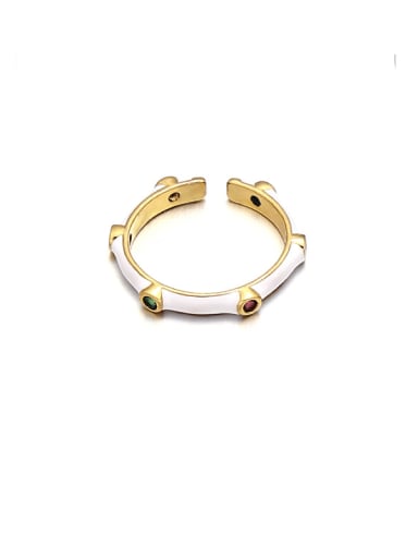 Brass Enamel Cubic Zirconia Geometric Minimalist Band Ring
