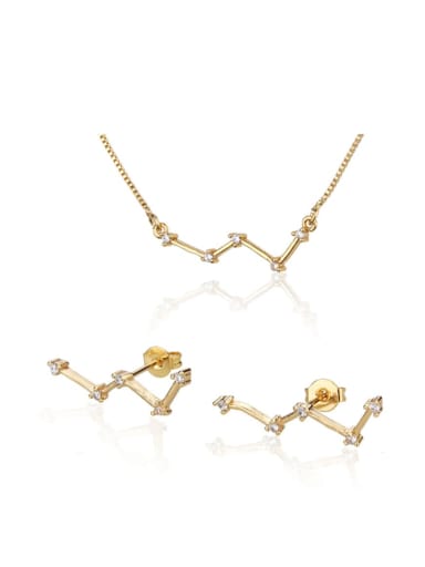 Brass  Irregular Cubic Zirconia Earring and Necklace Set