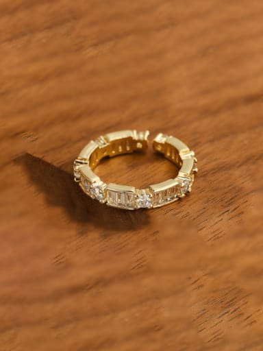 13526 Brass Cubic Zirconia Geometric Vintage Band Ring
