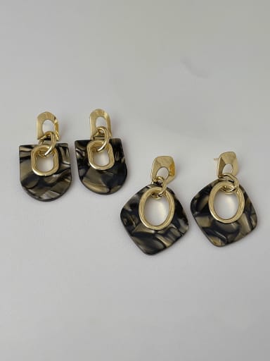custom Brass Acrylic Geometric Hip Hop Drop Earring