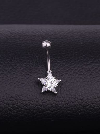 Stainless steel Cubic Zirconia Star Hip Hop Belly Rings & Belly Bars