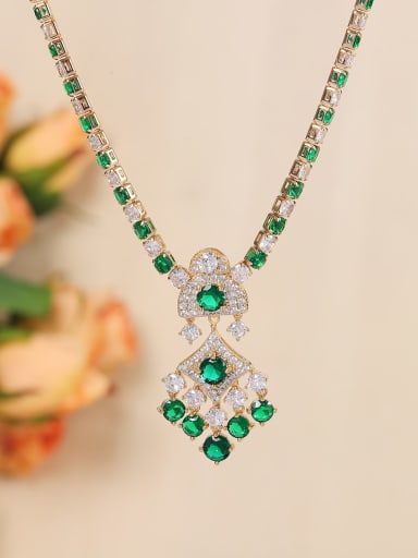 Green necklace Brass Cubic Zirconia Irregular Luxury Necklace