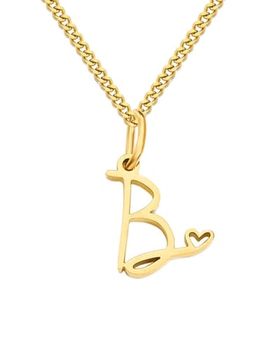 B Gold Stainless steel Letter Minimalist Necklace