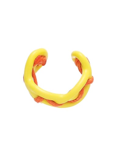 Yellow Ring Brass Enamel Geometric Cute Band Ring