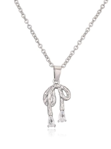 Brass Cubic Zirconia Bowknot Hip Hop Necklace