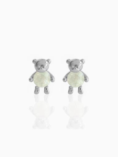 00083K Brass Cubic Zirconia Bear Cute Stud Earring
