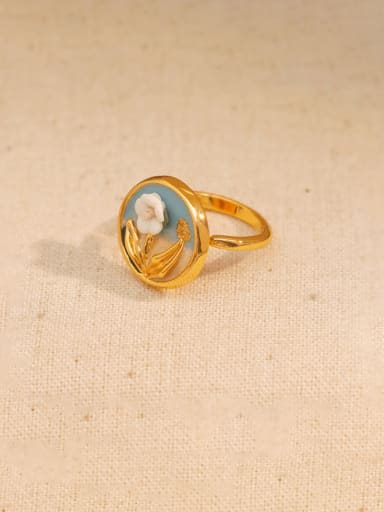 custom Brass Enamel Geometric Vintage Band Ring