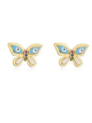 42122 Brass Enamel Butterfly Cute Stud Earring