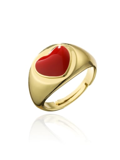 11032 Brass Enamel Heart Minimalist Band Ring