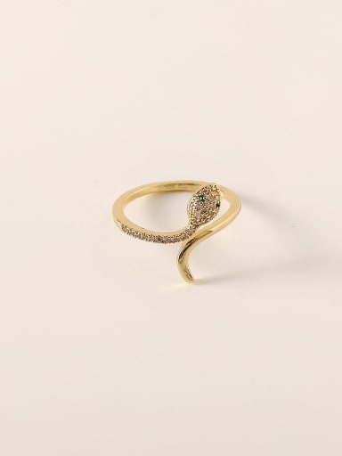 Brass Cubic Zirconia Snake Minimalist Band Fashion Ring