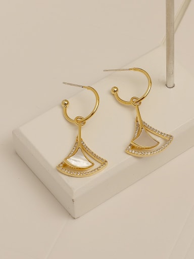 Brass Shell Triangle Minimalist Hook Trend Korean Fashion Earring