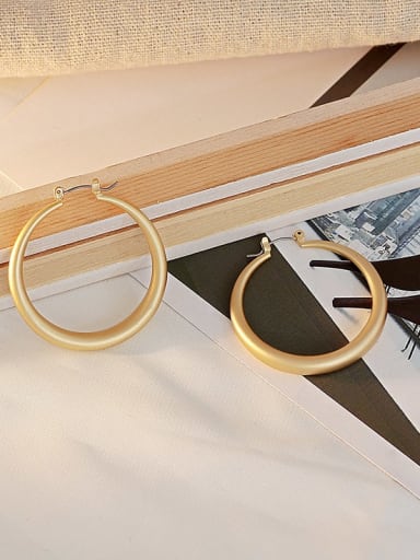 Yam gold medium Copper Round Minimalist Hoop Trend Korean Fashion Earring